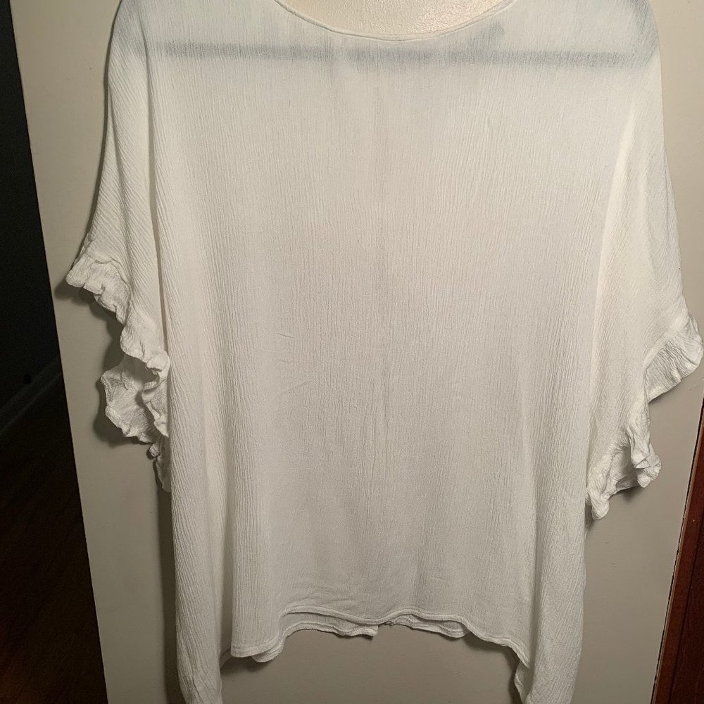White Flutter Sleeve Blouse - image 1
